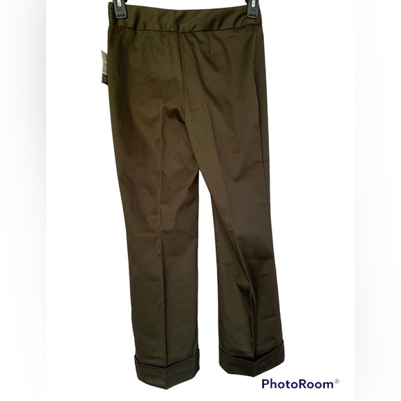 Cuffed Pleated Trousers Pants Olive Green 4P - Picture 4 of 9
